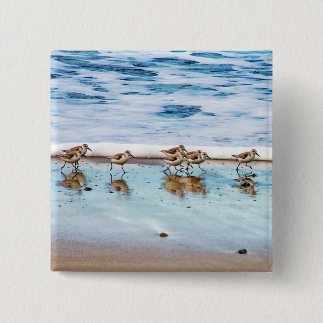 Badge Carré 5 Cm Sanders Longeant La Plage (Devant)