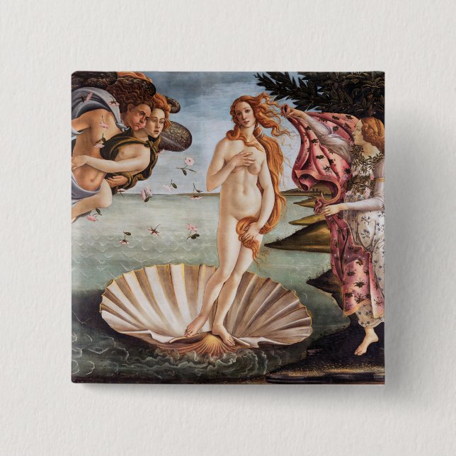 Badge Carré 5 Cm Sandro Botticelli - Naissance de Vénus (Devant)