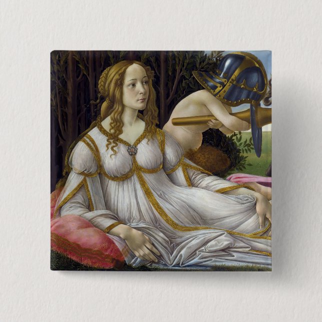 Badge Carré 5 Cm Sandro Botticelli - Vénus et Mars (Devant)