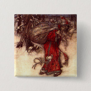 Badge Carré 5 Cm Santa Claus Arthur Rackham