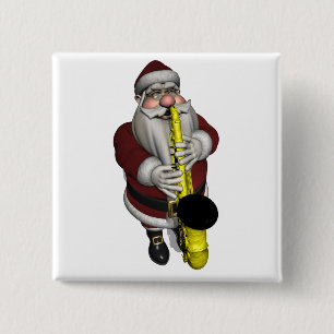 Badge Carré 5 Cm Santa Claus Saxophone Player