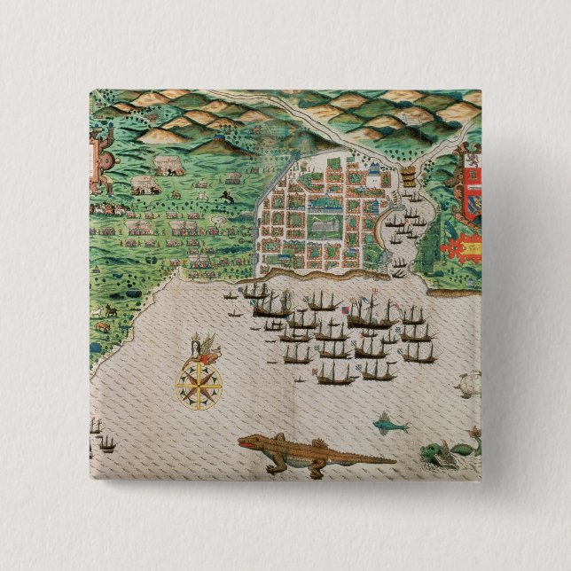 Badge Carré 5 Cm Santiago, Cap Vert, 1589 2 (Devant)