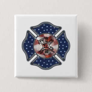 Badge Carré 5 Cm Sapeur-pompier patriote maltais