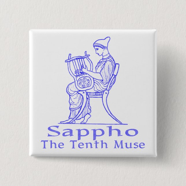 Badge Carré 5 Cm Sappho : La dixième Muse (Devant)