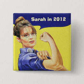 BADGE CARRÉ 5 CM SARAH PALIN POUR LE PRÉSIDENT 2012