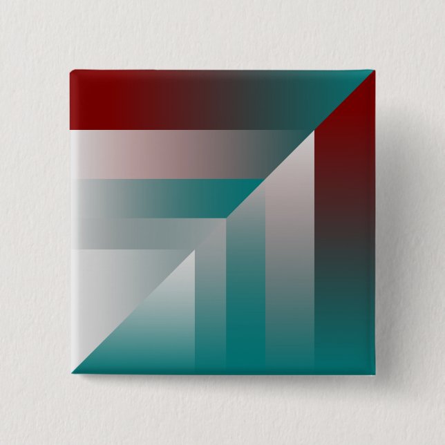 Badge Carré 5 Cm sarcelle bordeaux gris triangles (Devant)