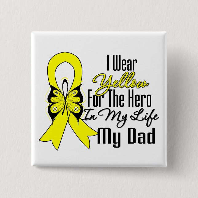 Badge Carré 5 Cm Sarcoma Ruban Mon héros Mon père (Devant)
