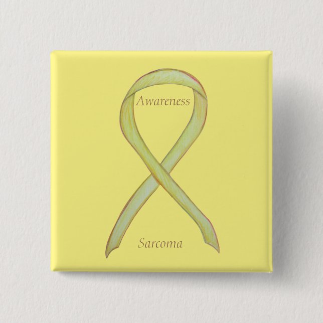 Badge Carré 5 Cm Sarcoma Yellow Awareness Ribbon Custom Pin (Devant)
