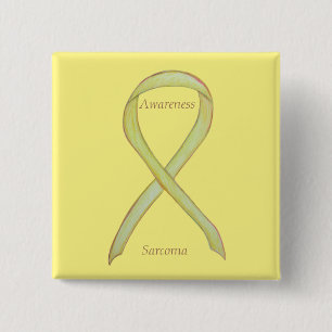 Badge Carré 5 Cm Sarcoma Yellow Awareness Ribbon Custom Pin