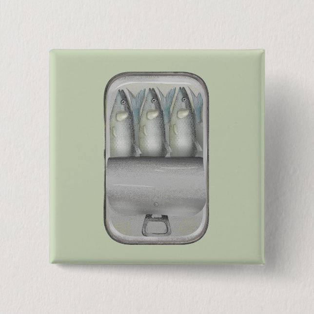 Badge Carré 5 Cm Sardines dans une boîte (Devant)