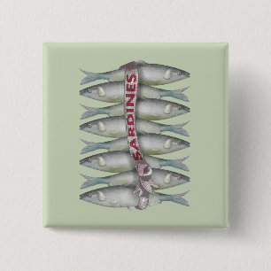 Badge Carré 5 Cm Sardines fraîches