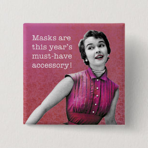 Badge Carré 5 Cm Sassy Retro Bouton CARRÉ