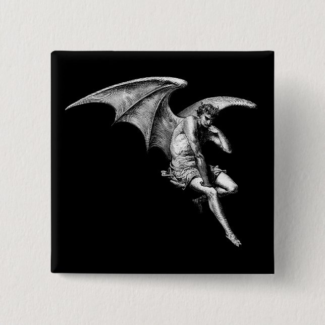 Badge Carré 5 Cm Satan pensant le Pin (Devant)