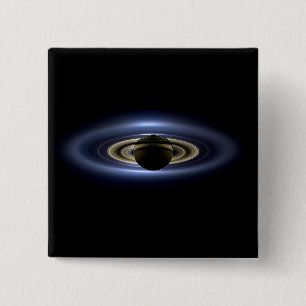 Badge Carré 5 Cm Saturne Éclipse le Soleil de Cassini Orbiter
