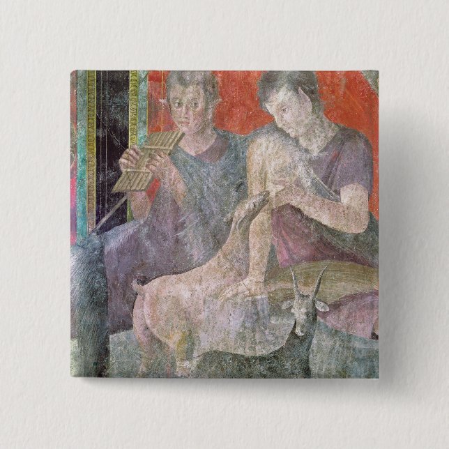 Badge Carré 5 Cm Satyre et nymphe (Devant)