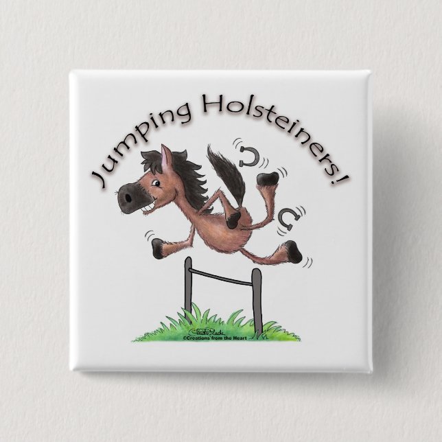 Badge Carré 5 Cm Sauter les Holsteiners ! (Devant)