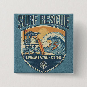 Badge Carré 5 Cm Sauvetage de Surf Patrouille de Maître-Nageur Étab