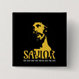 Badge Carré 5 Cm Sauveur La Voie La Vérité et la Vie