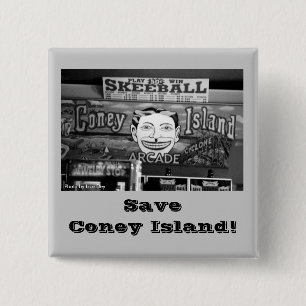 Badge Carré 5 Cm Sauvez Coney Island ! Carré
