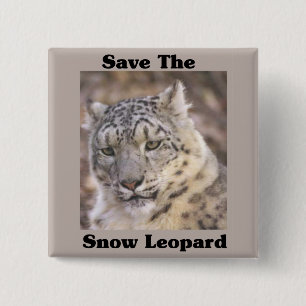 Badge Carré 5 Cm Sauvez le léopard de neige