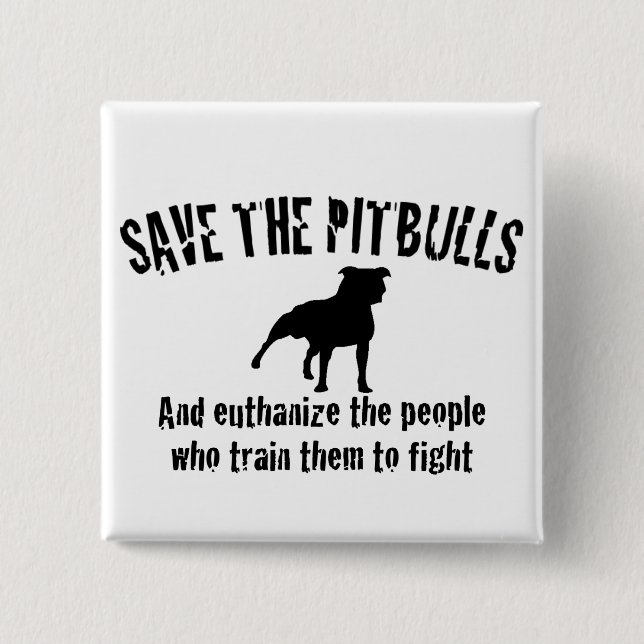 Badge Carré 5 Cm Sauvez le Pitbulls (Devant)