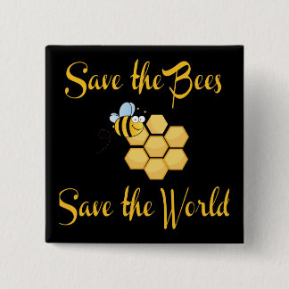 Badge Carré 5 Cm Sauvez les abeilles sauvent le monde