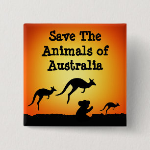 Badge Carré 5 Cm Sauvez les animaux d'Australie