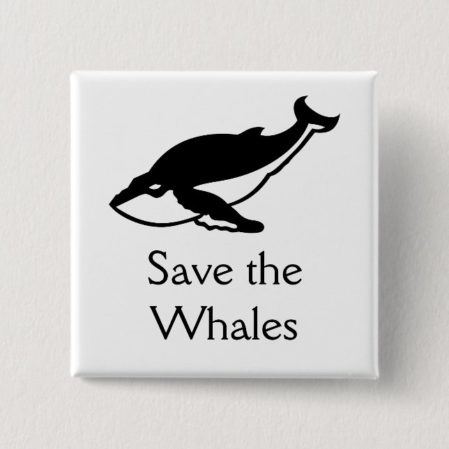 Badge Carré 5 Cm Sauvez les baleines (Devant)