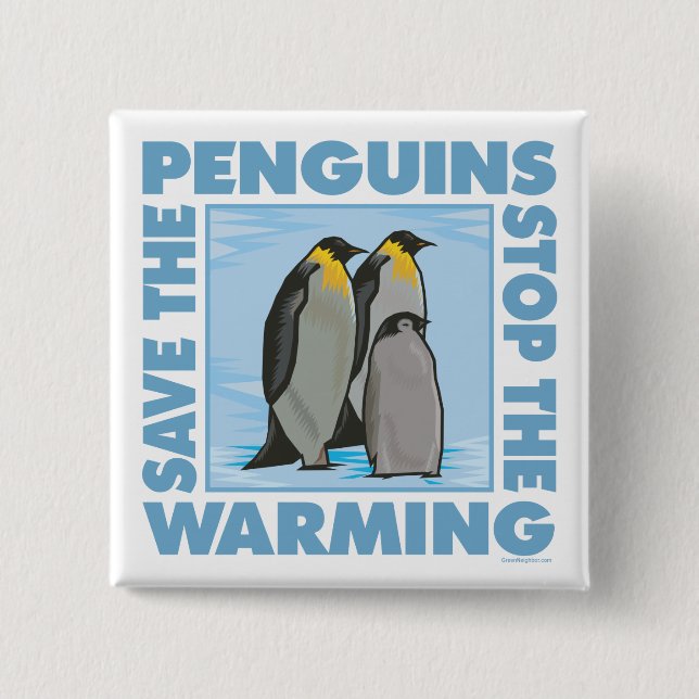 Badge Carré 5 Cm Sauvez les pingouins (Devant)