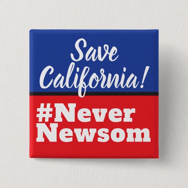 Badge Carré 5 Cm Save California Election Never Newsom (Devant)