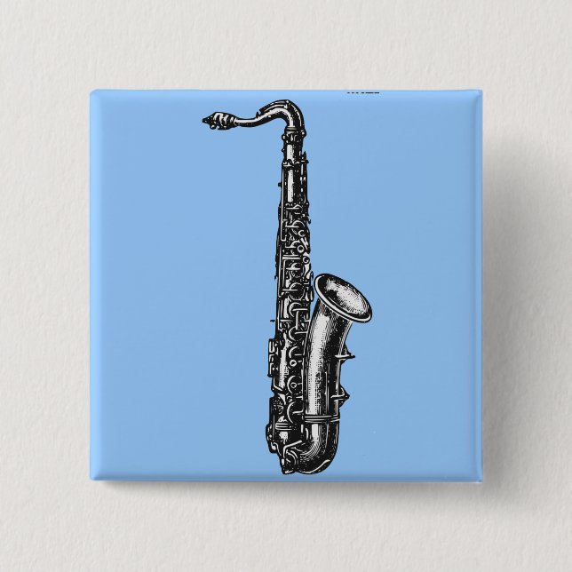 Badge Carré 5 Cm Saxophone de tenor (Devant)