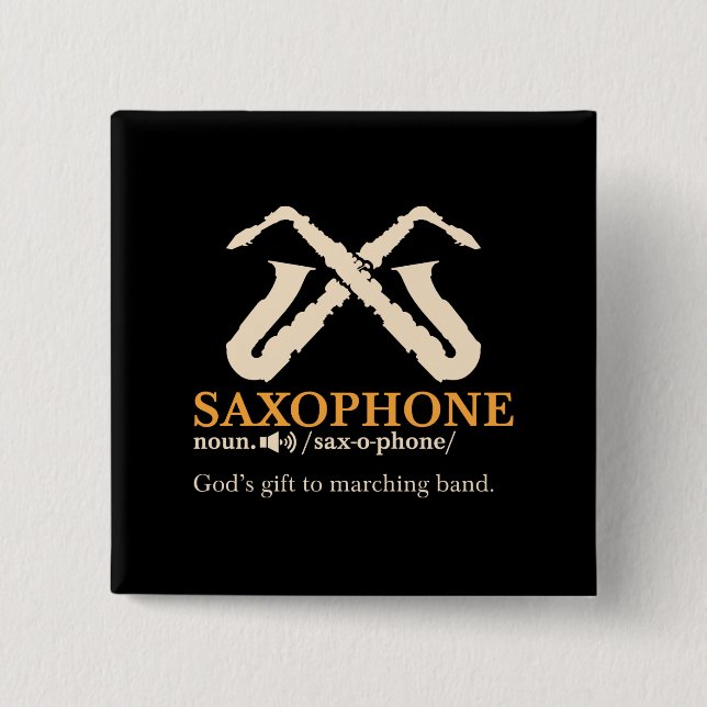 Badge Carré 5 Cm Saxophone - Saxophone - Définition (Devant)