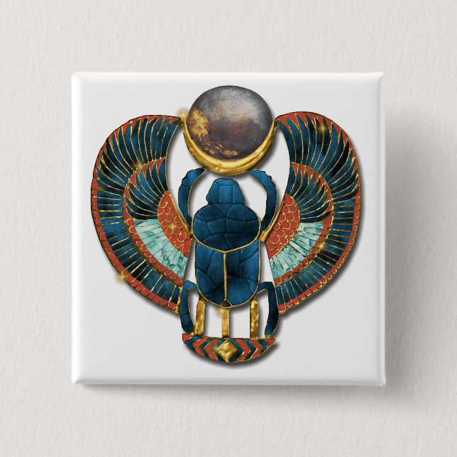 Badge Carré 5 Cm Scarab sacré du roi Tut (Devant)