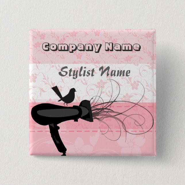 Badge Carré 5 Cm Scatterred fleurit le moqueur de coiffeur de salon (Devant)