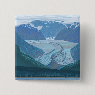 Badge Carré 5 Cm Scène de glacier - Seldovia, Alaska