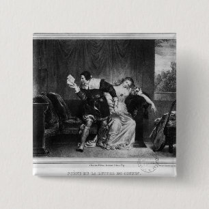 Badge Carré 5 Cm Scène de la lettre du cousin