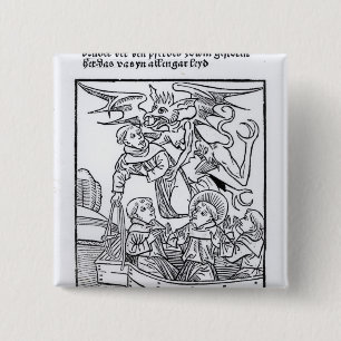 Badge Carré 5 Cm Scène 'de la navigation de St Brendan