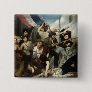 Badge Carré 5 Cm Scène de la révolution 1830