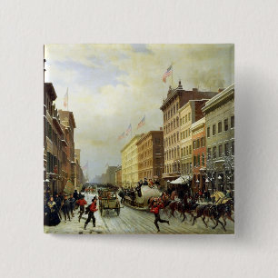 Badge Carré 5 Cm Scène de rue à New York