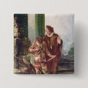 Badge Carré 5 Cm Scène du dell'Arte de Commedia