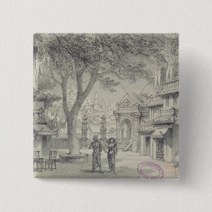 Badge Carré 5 Cm Scénographie pour l'acte II de l'opéra 'Lakme