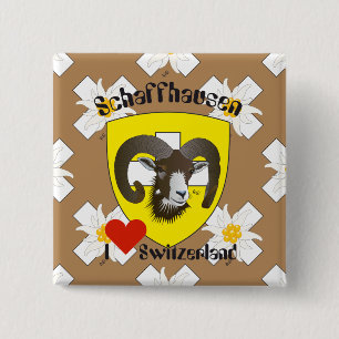 Badge Carré 5 Cm Schaffhouse - Suisse - Suisse - Svizzera Buttons