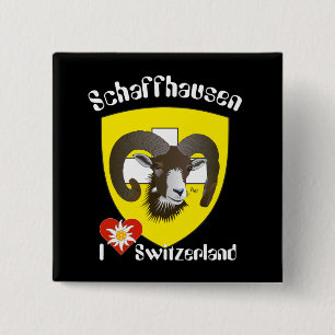 Badge Carré 5 Cm Schaffhouse - Suisse - Suisse - Svizzera Buttons