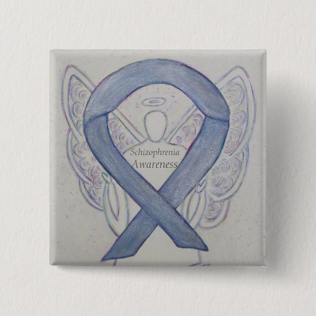 Badge Carré 5 Cm Schizophrénie Sensibilisation Ruban Angle Pins per (Devant)