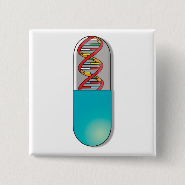 Badge Carré 5 Cm Science de la capsule d'ADN (Devant)