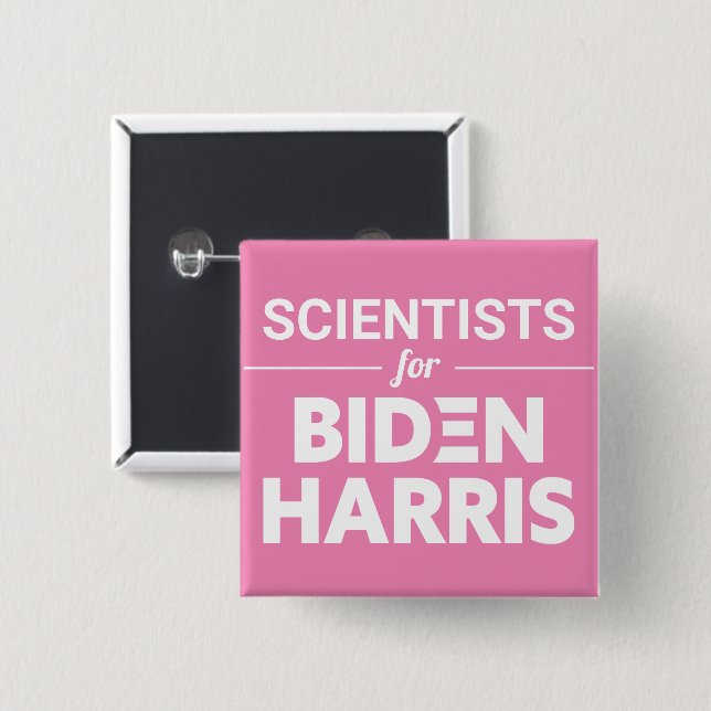 Badge Carré 5 Cm Scientifiques pour Biden Harris Texte personnalisé (Devant & derrière)