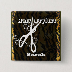 Badge Carré 5 Cm Scissors Swirls Hair Stylist Beatons Salons