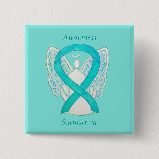 Badge Carré 5 Cm Scleroderma Sensibilisation à l'angle Écorces à ru (Devant)