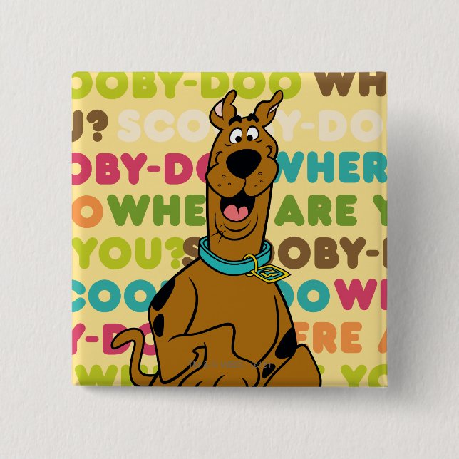 Badge Carré 5 Cm Scooby-Doo Coureur "Où Es-Tu ?" (Devant)