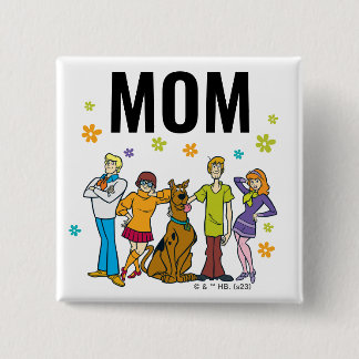 Badge Carré 5 Cm Scooby-Doo et la mère de l'enfant de Gang Birthday